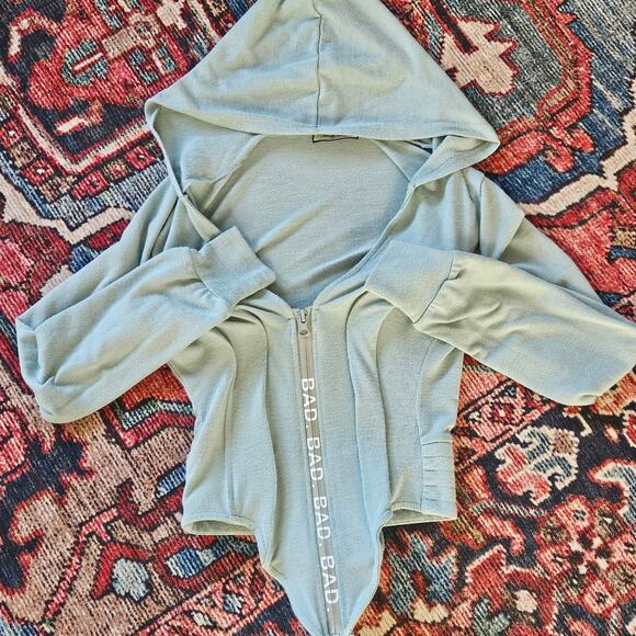 Bad Society Club Corset Hoodie in Mint Green Size M - Picture 1 of 10